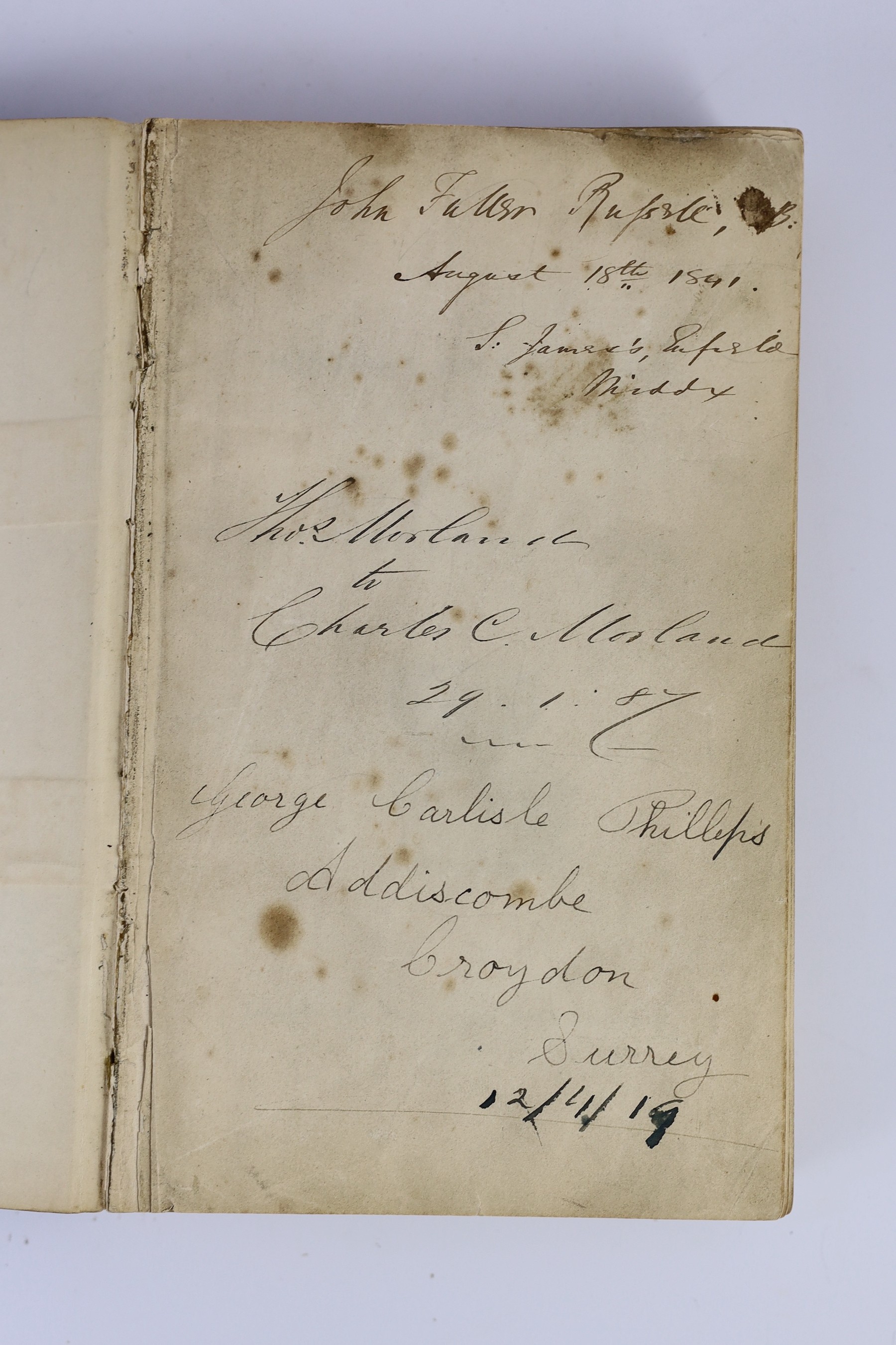 CROYDON: Garrow, Rev. D.W. - The History and Antiquities of Croydon ... (and) a Sketch of the Life of John Whitgift ... 2 plates, subscribers list; old grey boards, uncut, rebacked. Croydon: printed for W. Annan, High St